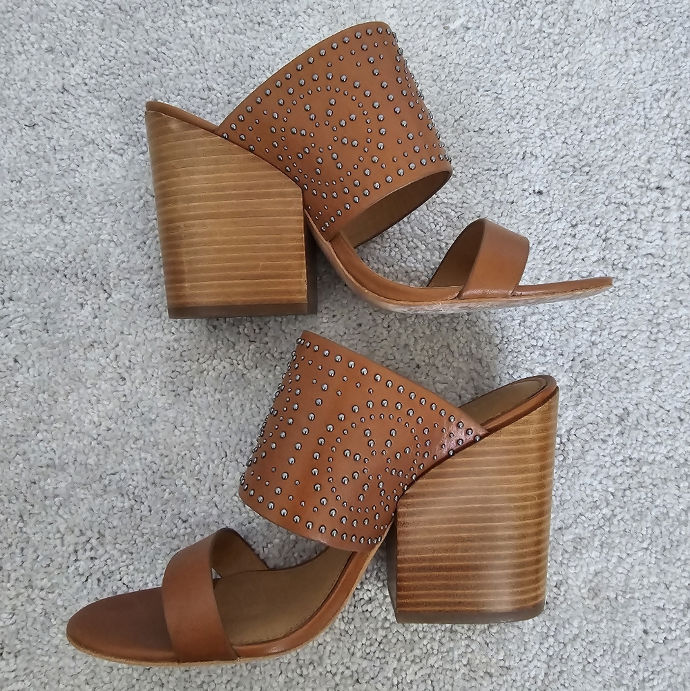 Coach Chunk Heel Leather Studded Sandal - Picture 3 of 7